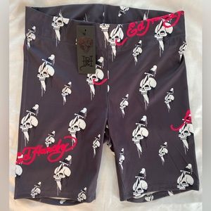 Ed Hardy Skull Biker Shorts Black/Red Size Small NWT